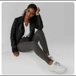 Wild Fable Women Shimmer Metallic Pull On Legging Pants Black Silver Target EUC